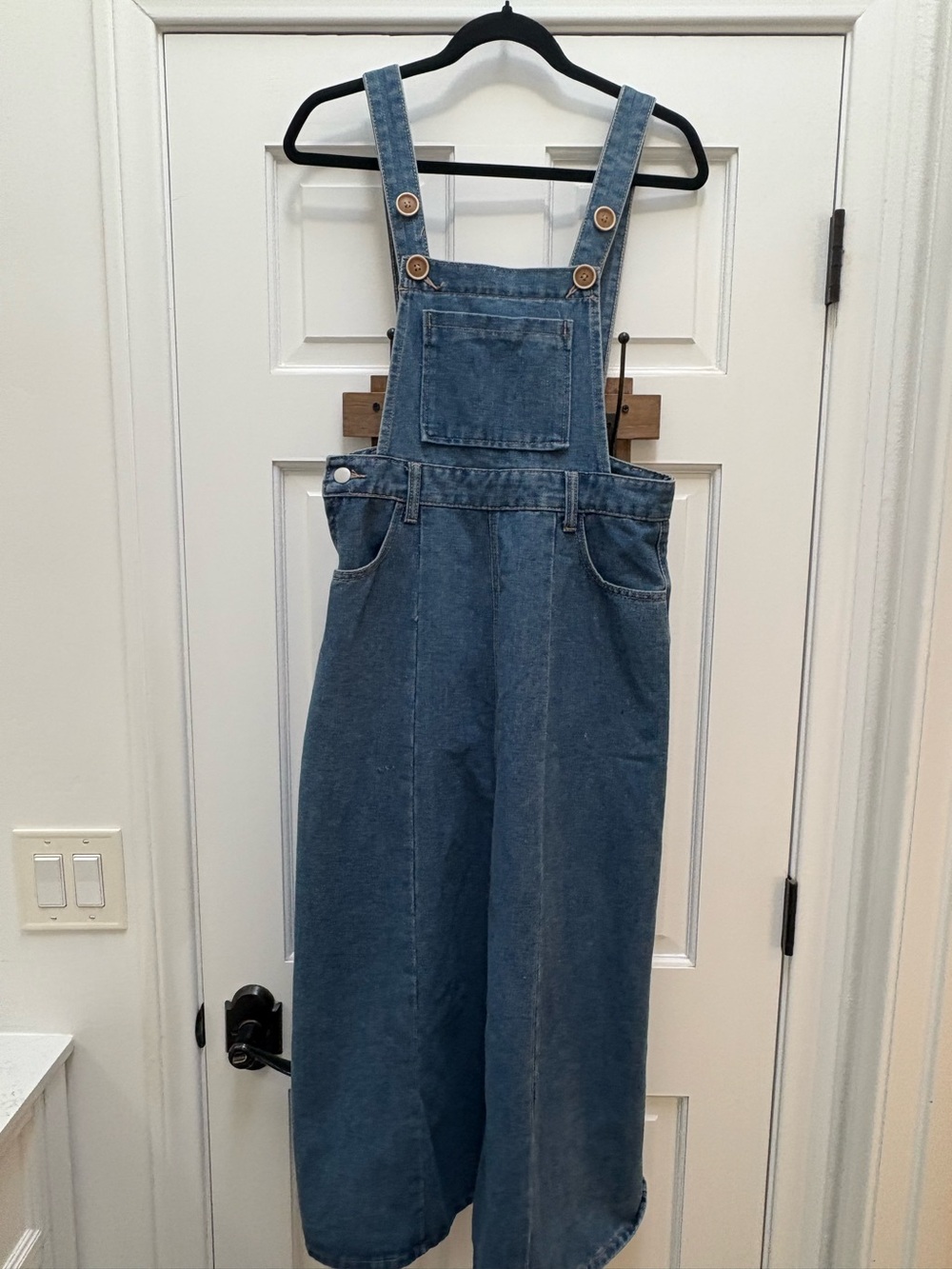 Denim overalls skirt